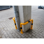 Anti-nudge hoop | double-sided, deep version | steel tube  76 mm | yellow / black | total width: 750 mm | height above ground: 1150 mm | for casting in concrete